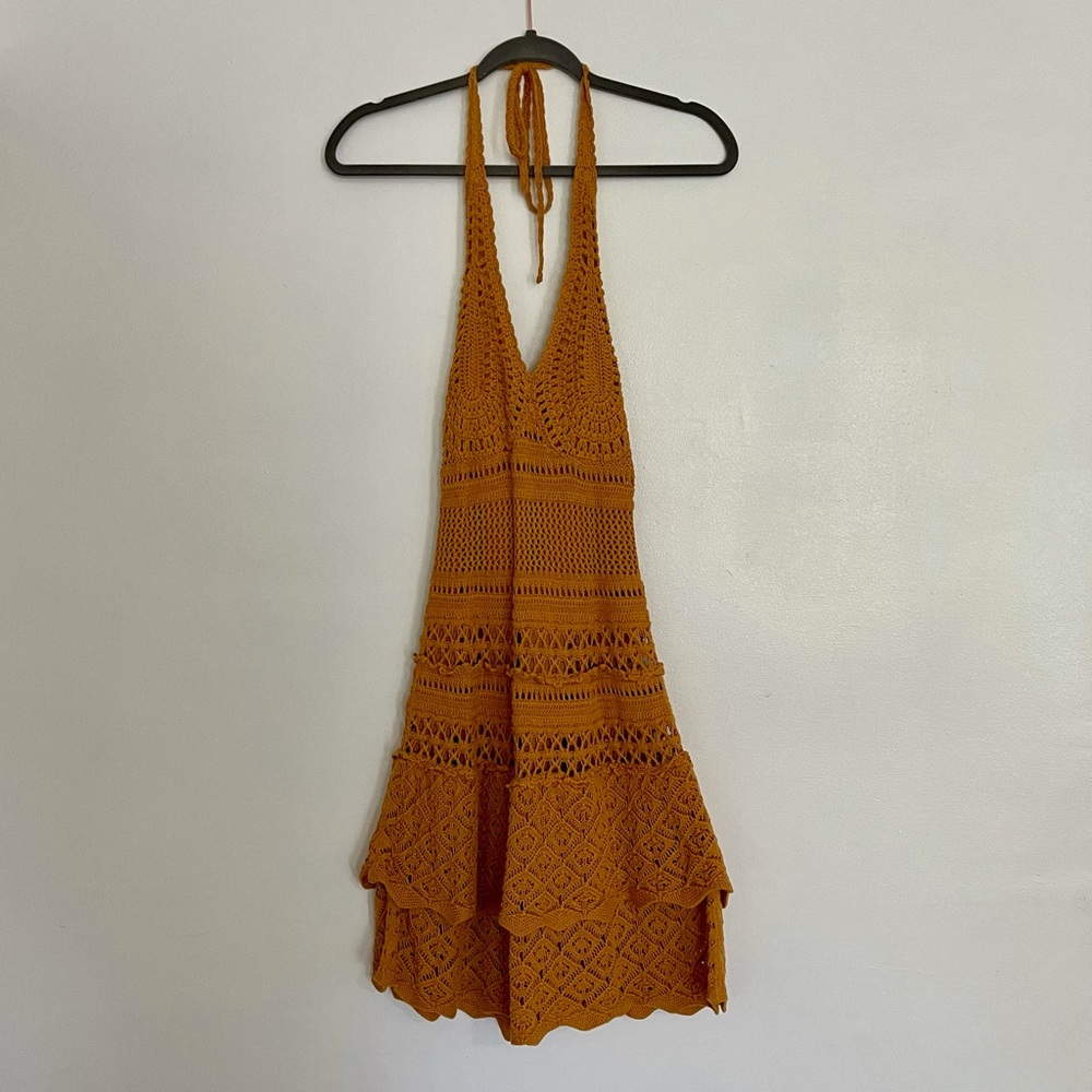 Crochet Halter dress (fully lined)